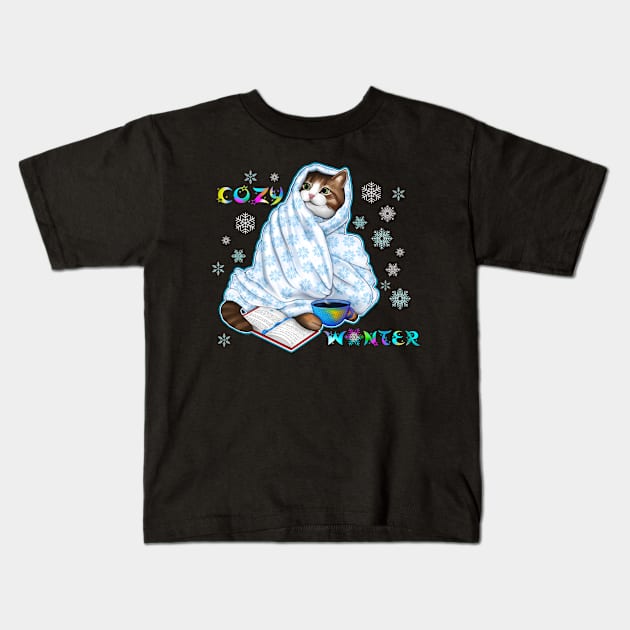 Cozy winter cat Kids T-Shirt by Meakm